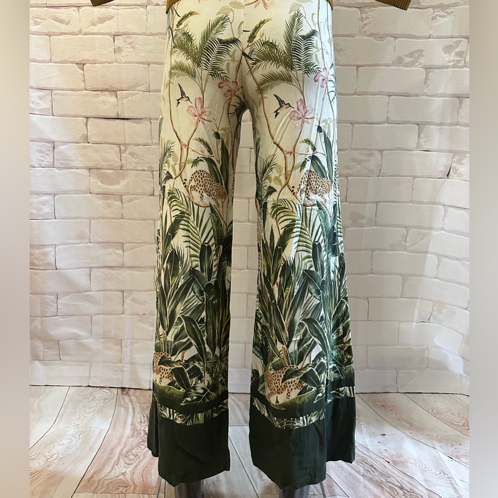 H&M Jungle Print Wide-Leg Pants